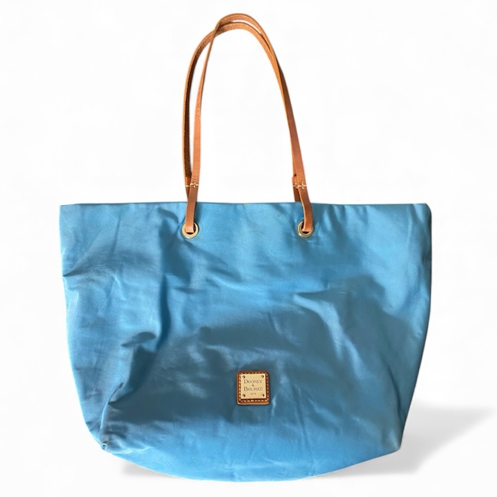Dooney & Bourke Sky Blue Tote with Tan Handles